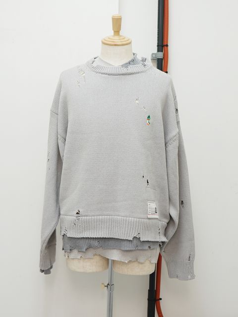 ブリーチドハーフジップフーディ - Bleached Half Zip Hoodie (GREY)
