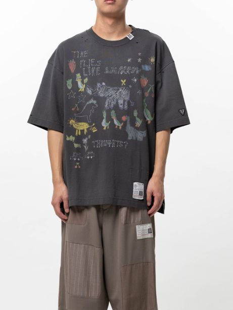 キッズドゥードゥルプリントTシャツ - Kids Doodle Printed T-shirt （BLACK)