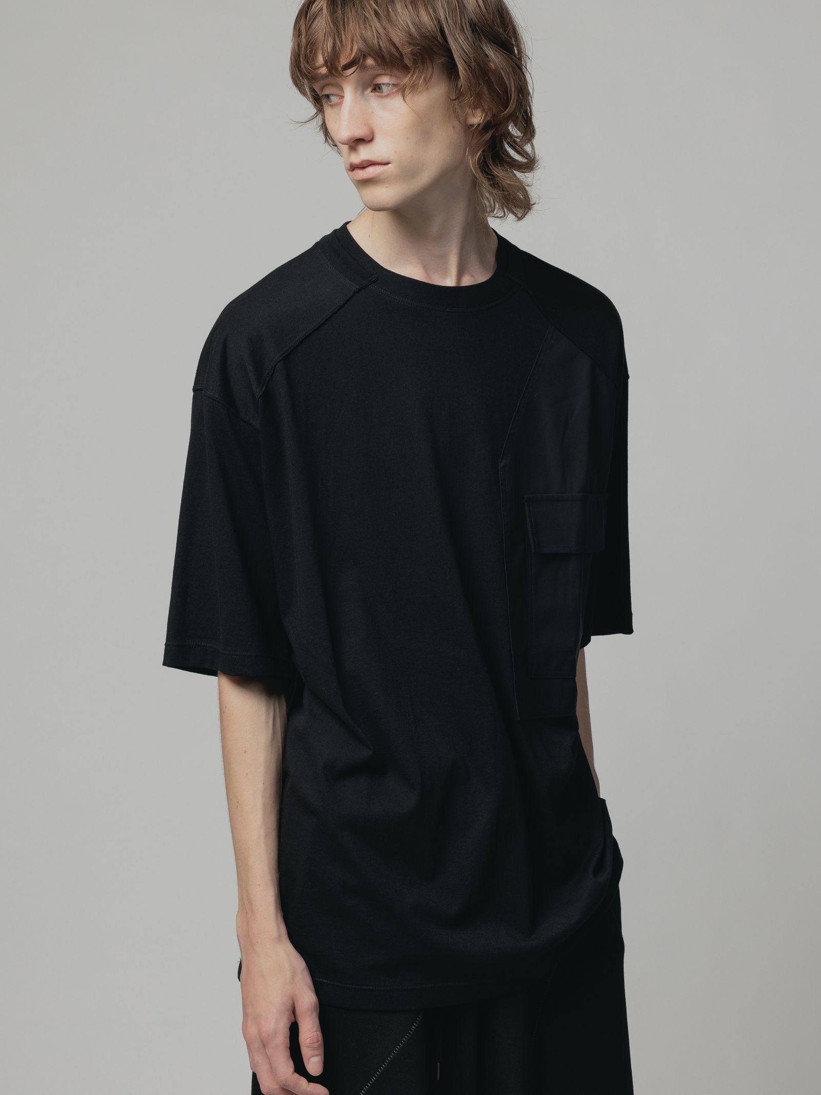 The Viridi-anne - 天竺 ポケット - Tcotton jersey pocket t-shirt - BLACK