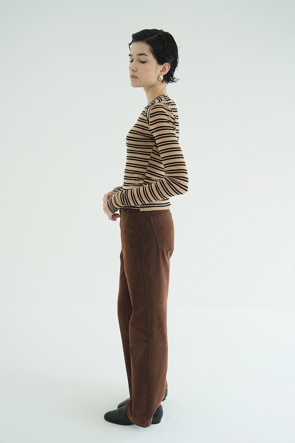 レイヤードカットトップス -  LAYERED SHOULDER CUT TOPS (BORDER)