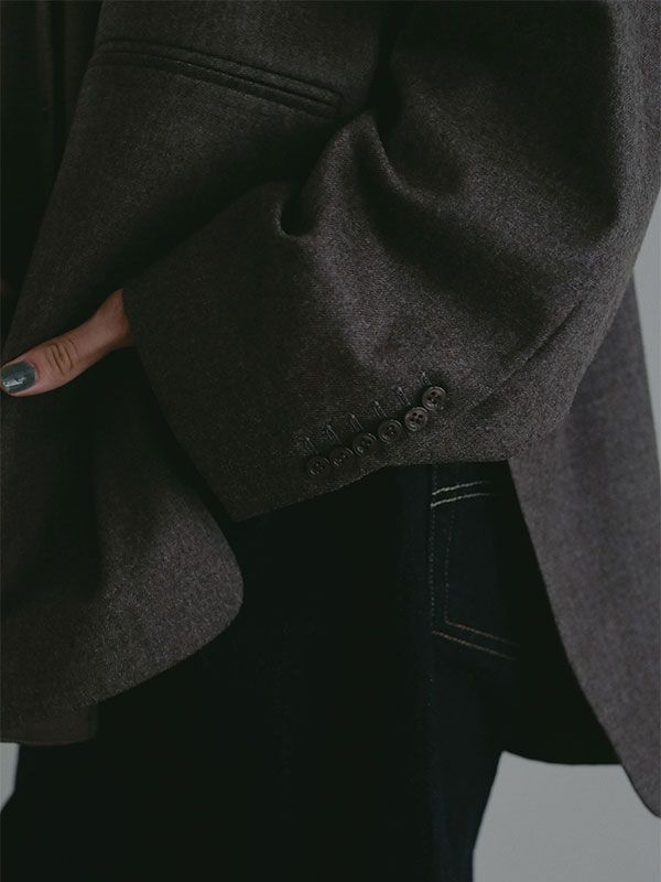 ハイカウントフラノオーバーサイズシャツ  (BROWN)