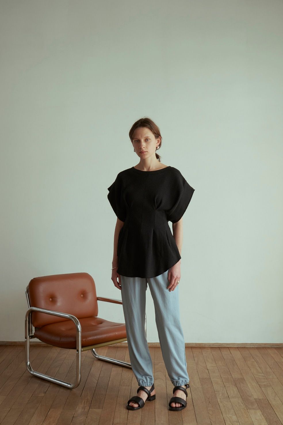 ギャザージャージパンツ - HEM GATHER JERSEY PANTS BLUE