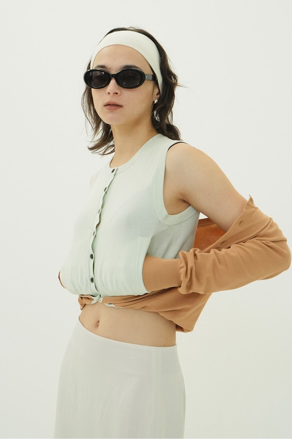 レイヤーニットカーディガン - W LAYERED KNIT CARDIGAN (BEIGE)