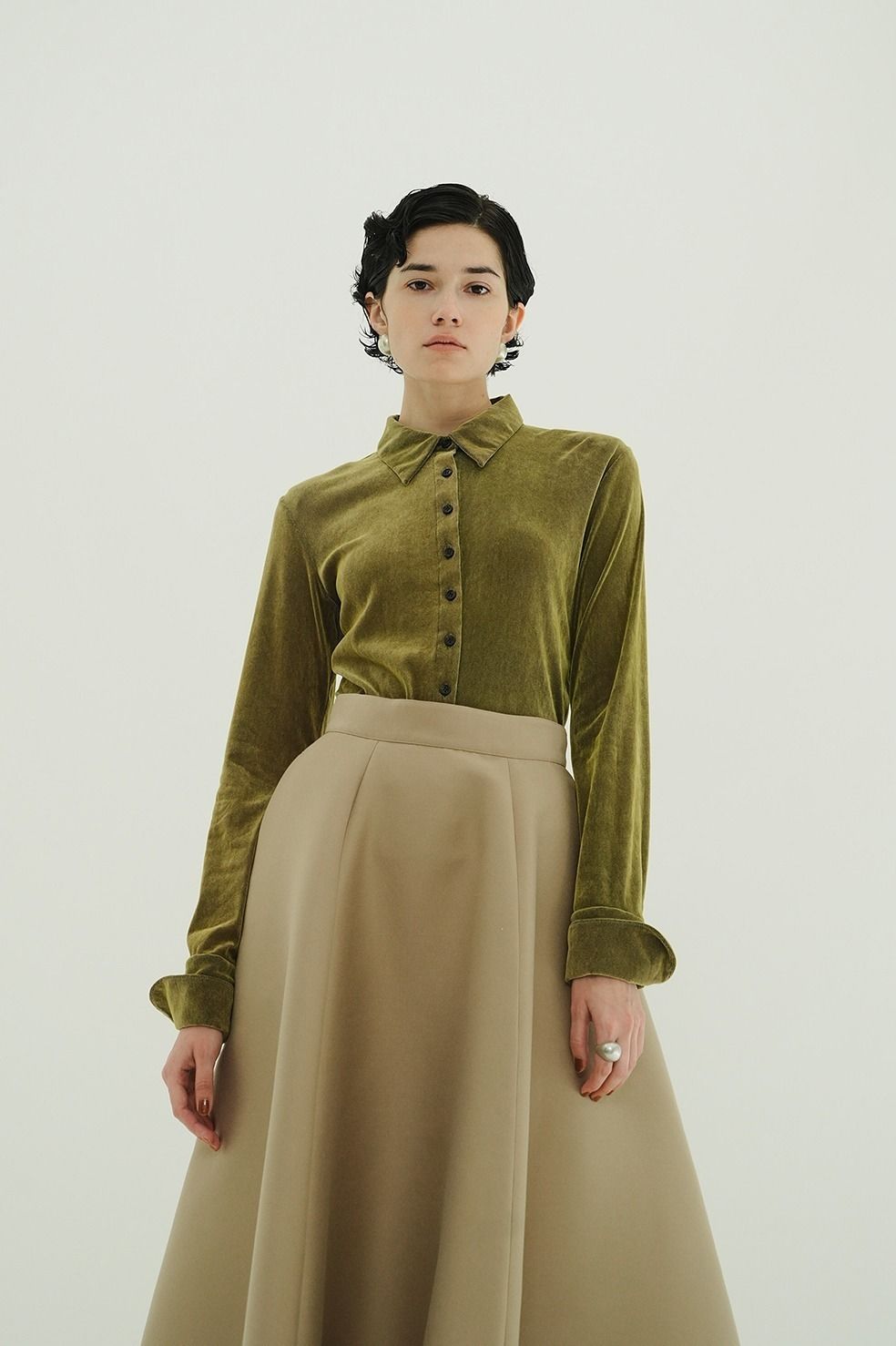 チュールフロッキーシャツ | TULLE FLOCKY SHIRTS (GREEN)