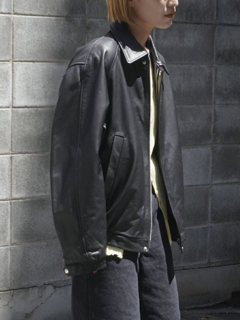 レザードリズラーブルゾン -  LEATHER DRIZZLER JACKET - BLACK