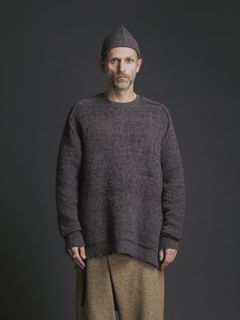 綿カシミヤ プルオーバーニット - GREY