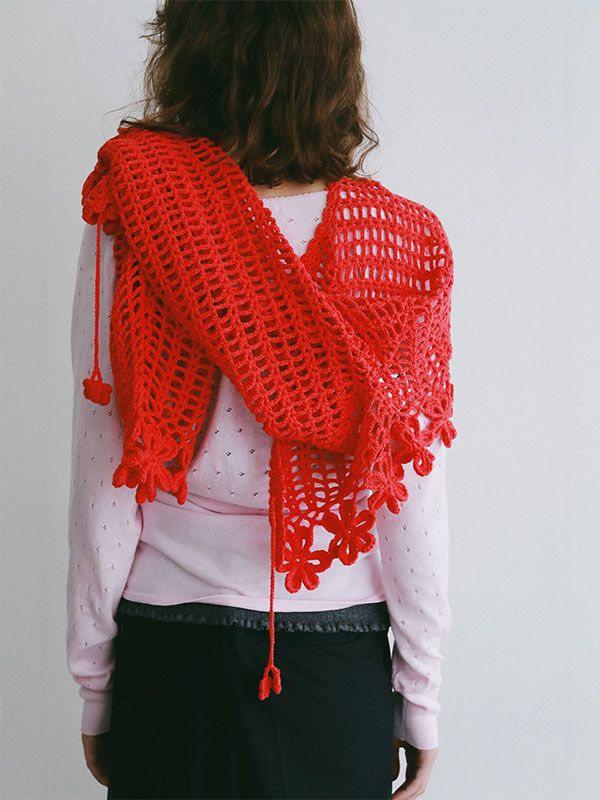 クロシェニットカーディガン (RED)