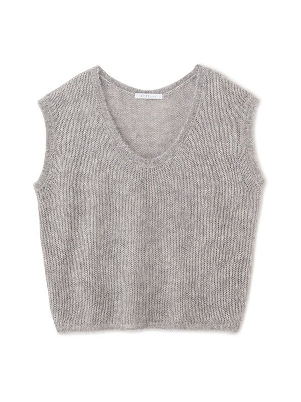 スーパーキッドモヘヤスリーブレス ニットプルオーバー - GREY
