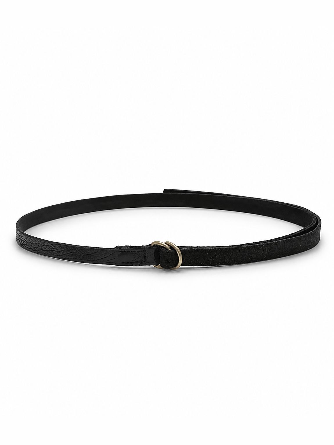 レザー ナローベルト - NARROW BELT BISON FULL GRAIN 143cm (BLACK)