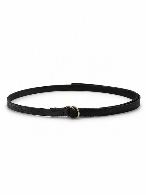 レザー ナローベルト - NARROW BELT BISON FULL GRAIN 143cm (BLACK)