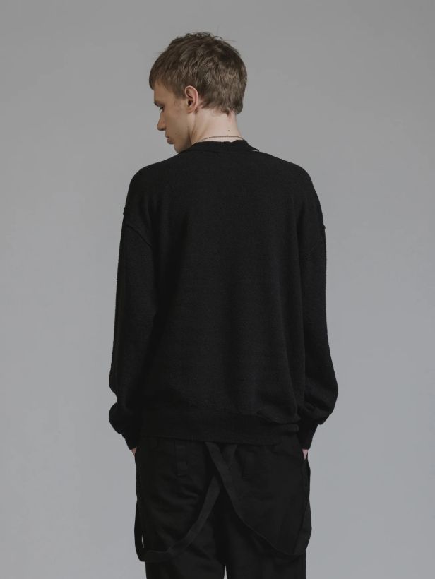デザイン スウェットプルオーバー - HIGH-GAUGE SWEATER (BLACK)