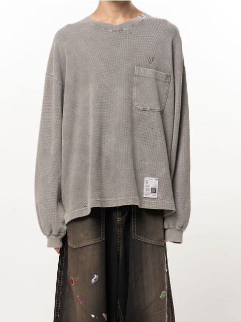 ブリーチド ワッフル ロング スリーブ Tシャツ - Bleached Waffle Long Sleeve T-Shirt (KHIKI)