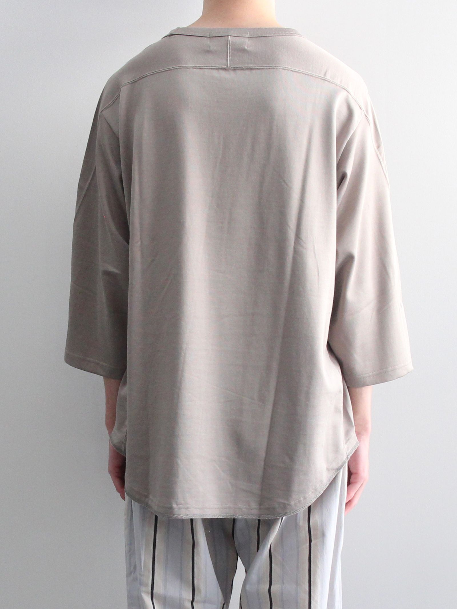 七分袖フットボールTシャツ - "QUARTER SLEEVE FOOTBALL TEE - Rayon plating jersey - GREY