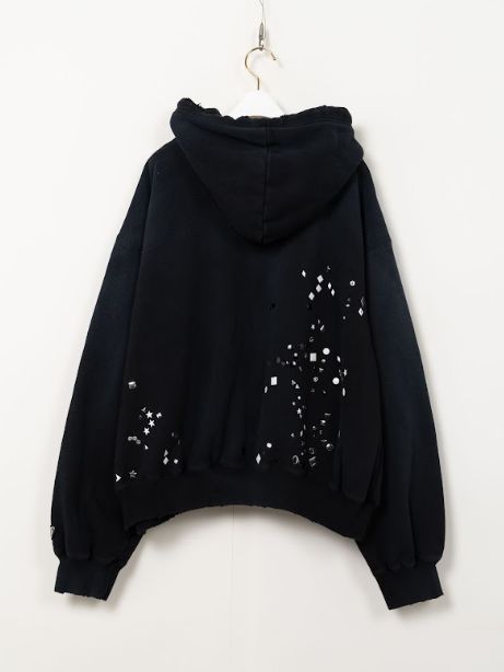 【レディース】エンベリッシュド ジップアップ フーディー｜Embellished Zip-up Hoodie (BLACK)