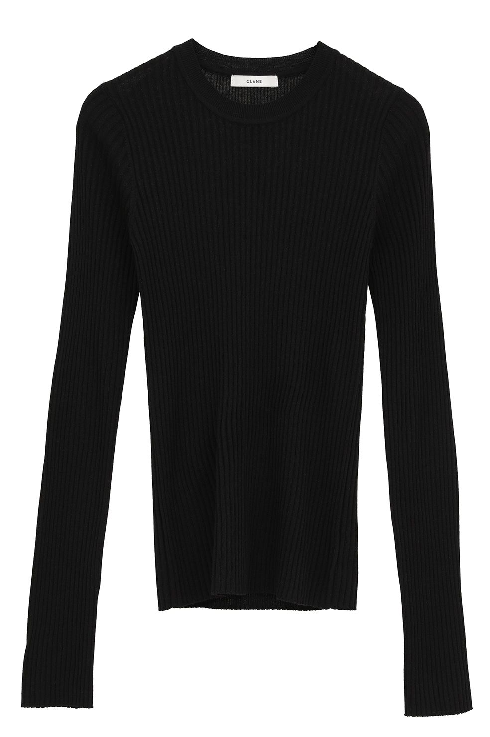 シアーリブニットカットソー | SHEER RIB KNIT TOPS (BLACK)