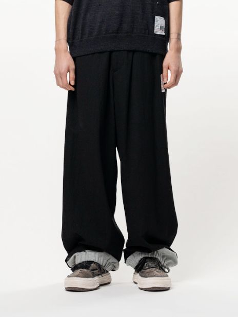 スウェット レイヤード ウール パンツ - Sweat Layered Wool Pants (BLACK)