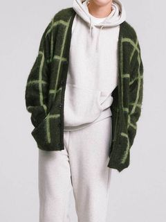 ジャガードチェックカーディガン -  JACQUARD CHECK CARDIGAN GREEN