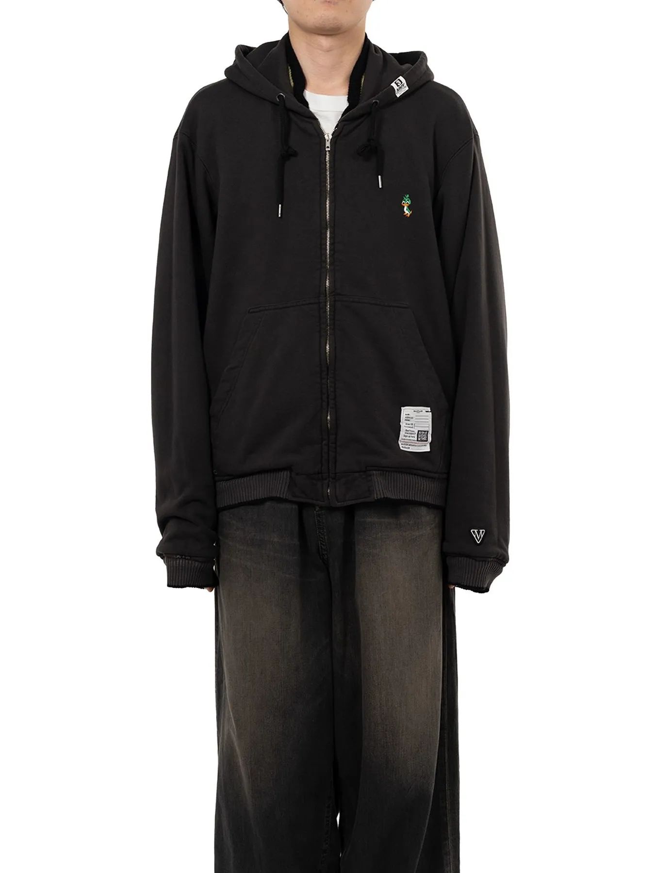 リバーシブルスーベニアジャケット - Reversible Hoodie Layered Souvenir Jacket (BLACK)