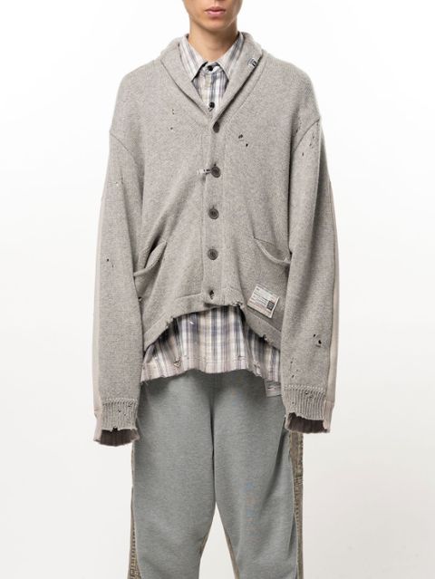 スウェットシャツ コンバインド ニット カーディガン - Sweatshirt Combined Knit Cardigan (GREY)