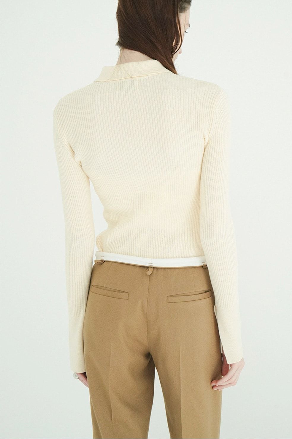 コンパクト ニットシャツ - COMPACT RIB KNIT SHIRTS (IVORY)