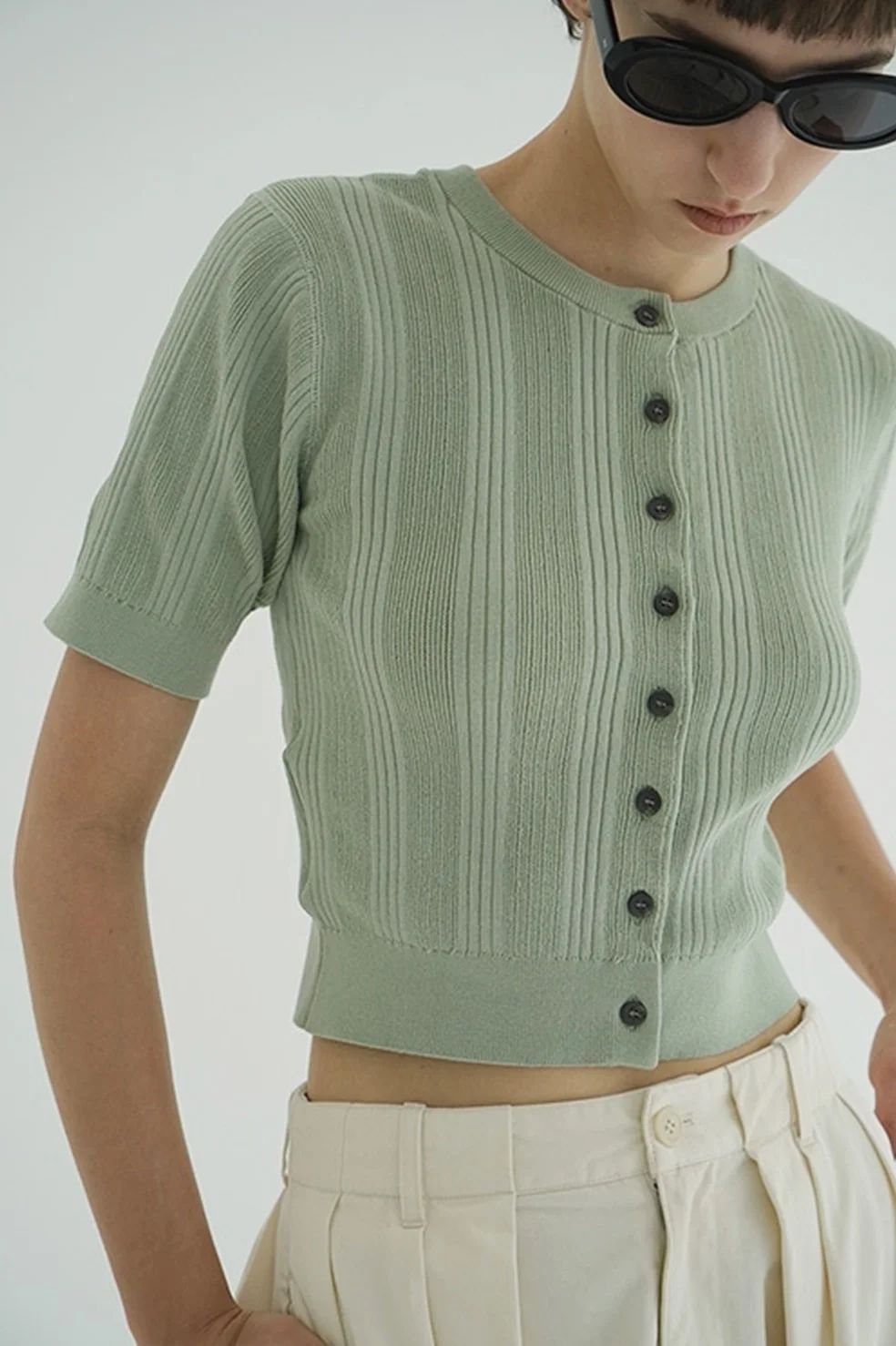 ファイスリブ ニット カーディガン - W FACE RIB KNIT CARDIGAN - MINT