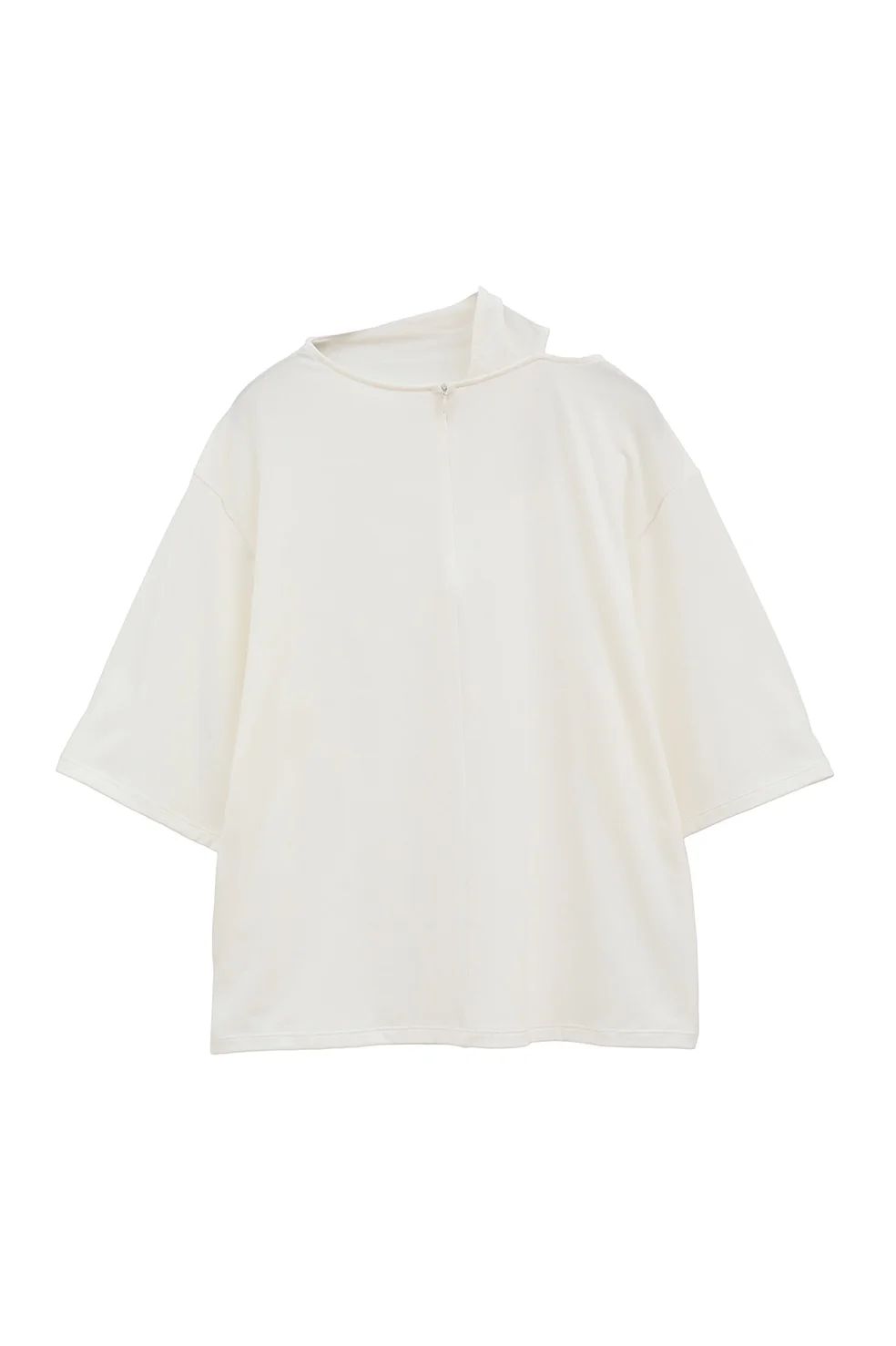 スラッシュネックハーフスリーブトップス - SLASH NECK HALF SLEEVE TOPS- WHITE