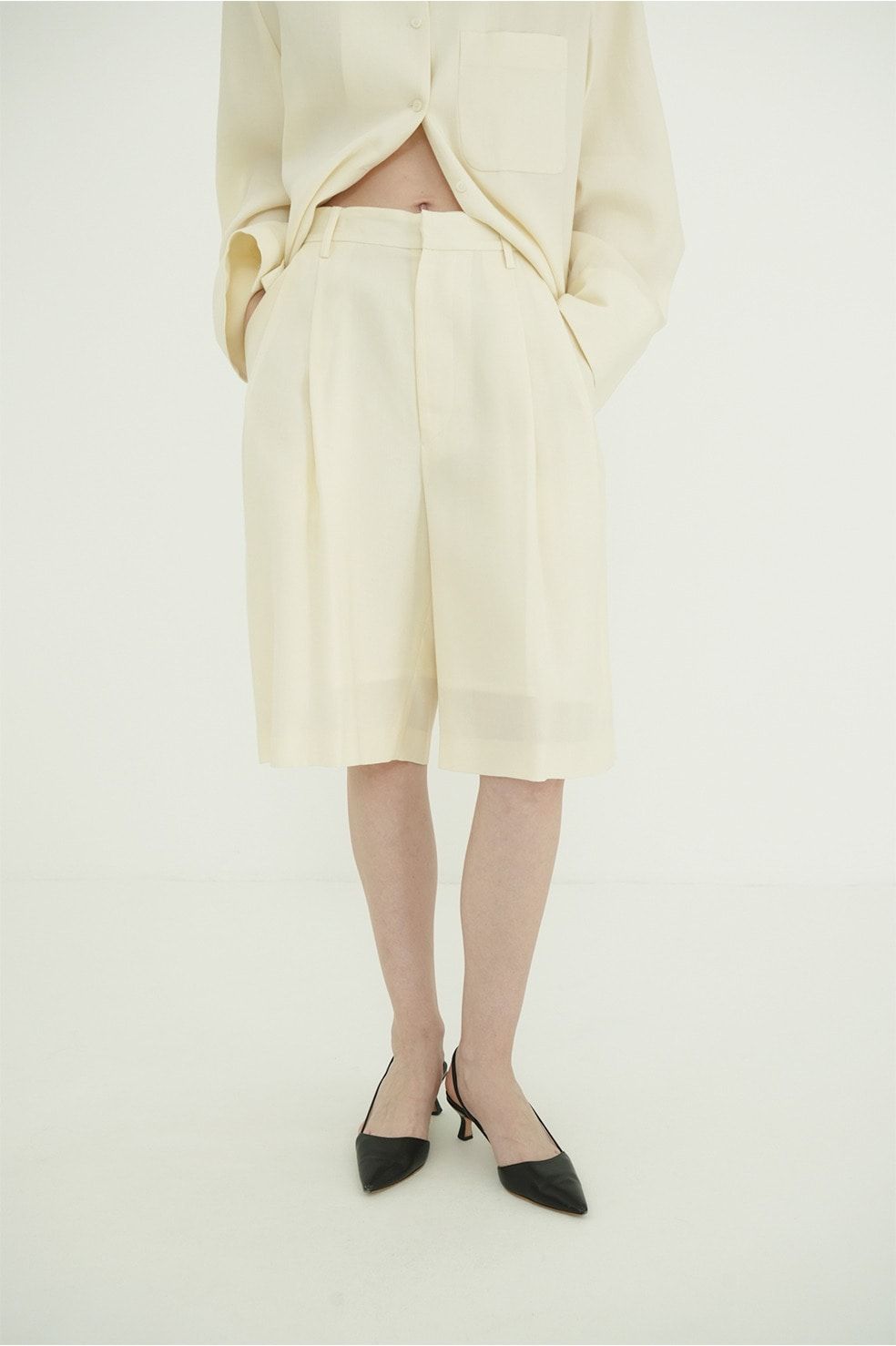 テンセルハーフパンツ - TENCEL HALF PANTS (IVORY)