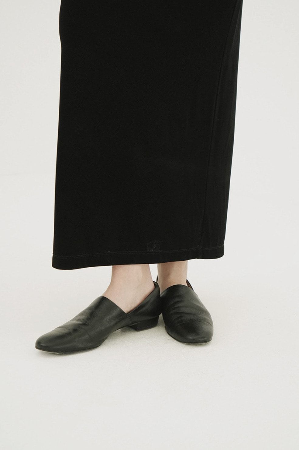 サイドカットフラットシューズ - SIDE CUT STACKED FLAT SHOES (BLACK)