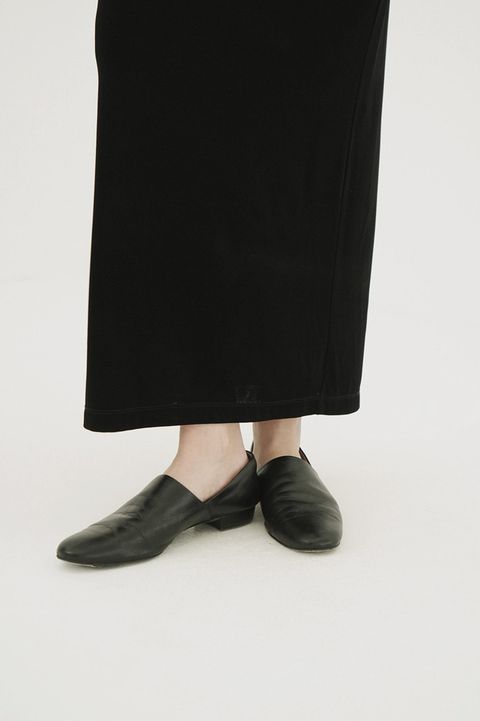 サイドカットフラットシューズ - SIDE CUT STACKED FLAT SHOES (BLACK)