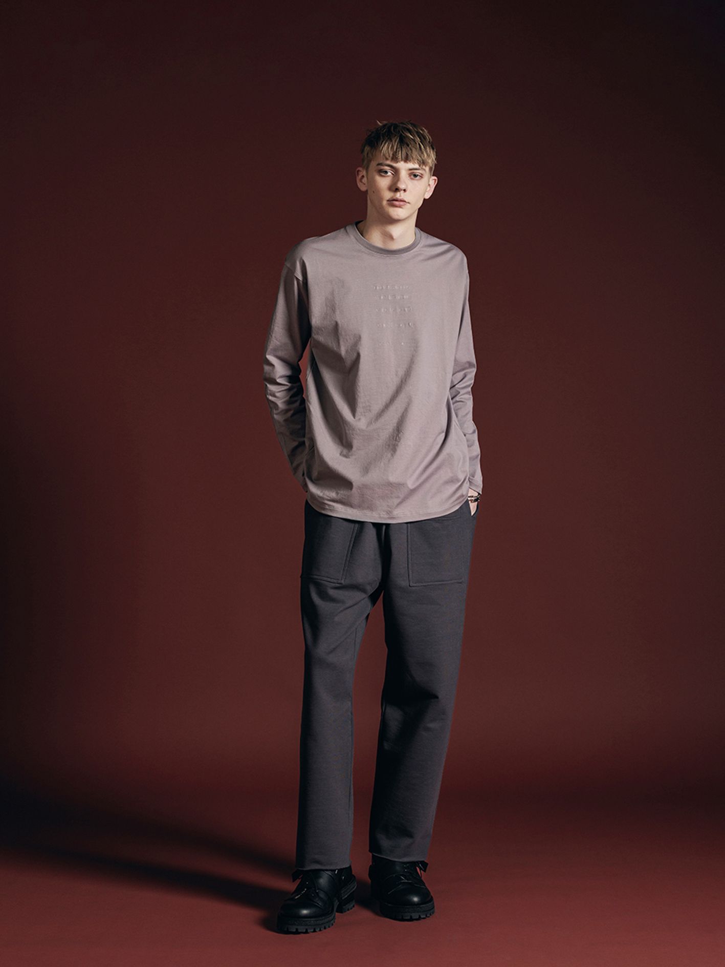 ロングスリーブカットソー - COTTON JERSEY EMBROIDERED L/S T-SHIRT -VI-3675-01- C-PINK