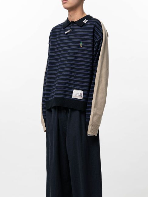 コンバインドニットプルオーバー -COMBINED KNIT PO (BLACK)