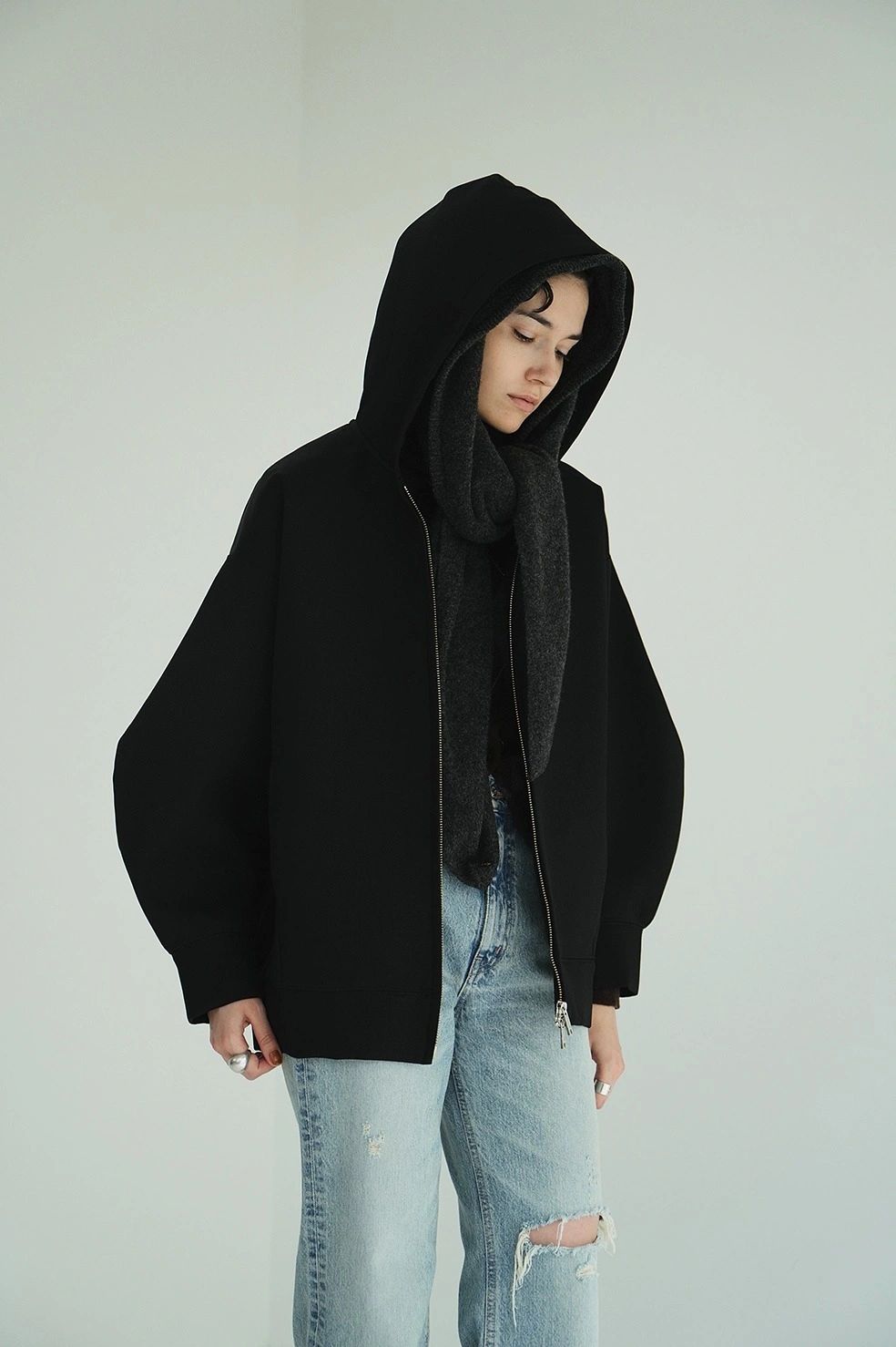 ボンディング ジップフーディ - CONSTRUCTIVE BONDING HOODIE (BLACK)