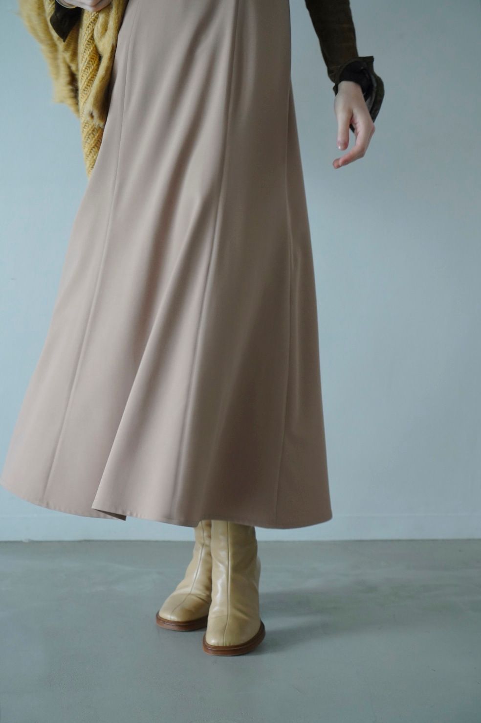 CLANE - ワイド サスペンダー スカート - WIDE SUSPENDER SKIRT -BEIGE