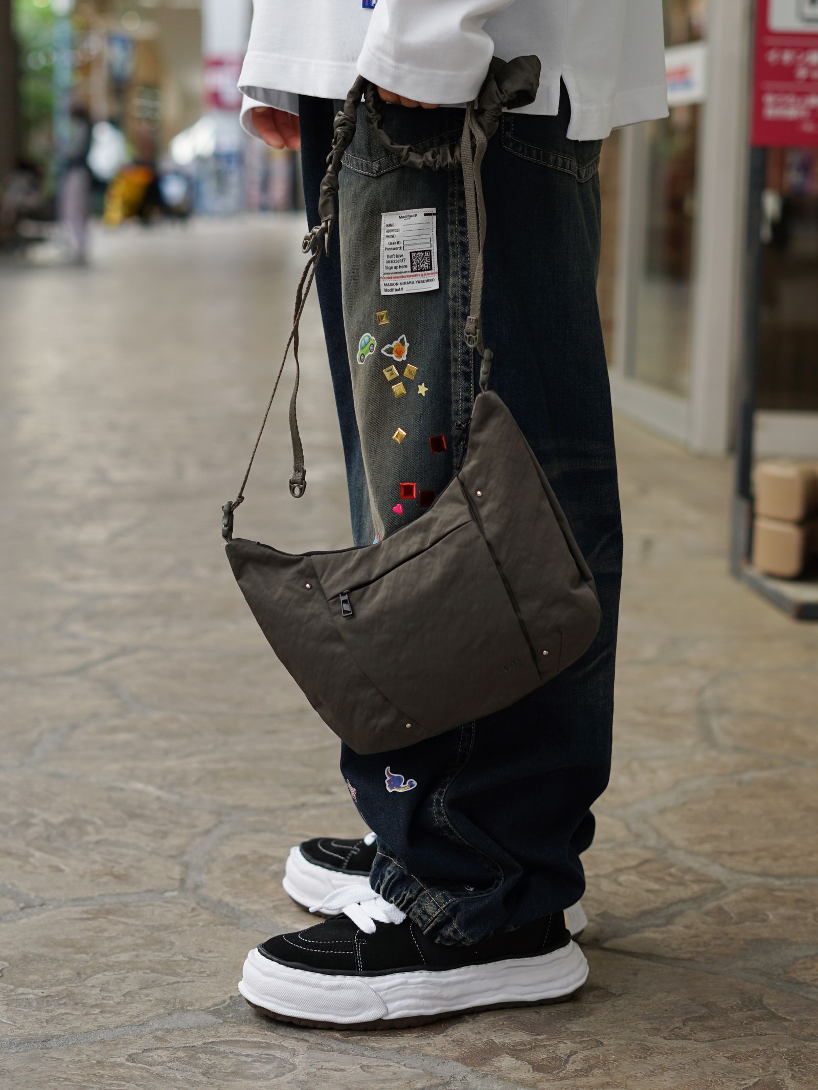 テクスチャード ツイル ポーチバッグ  / TEXTURED TWILL POUCH （Charcoal)