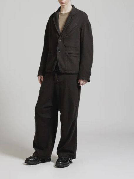 ウール縮絨 製品染め ワイドパンツ - OBJECT DYE WOOL WIDE PANTS - BLACK