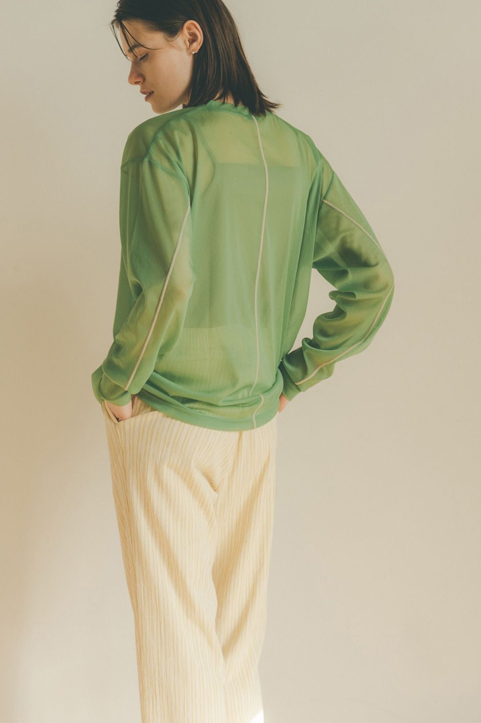 CLANE - LINE SHEER L/S TOPS - GREEN | ADDICT WEB SHOP