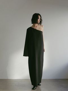 2wayスリーブワンショルダーワンピース - BLACK
