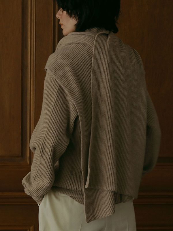 フーディーニットストール - BEIGE