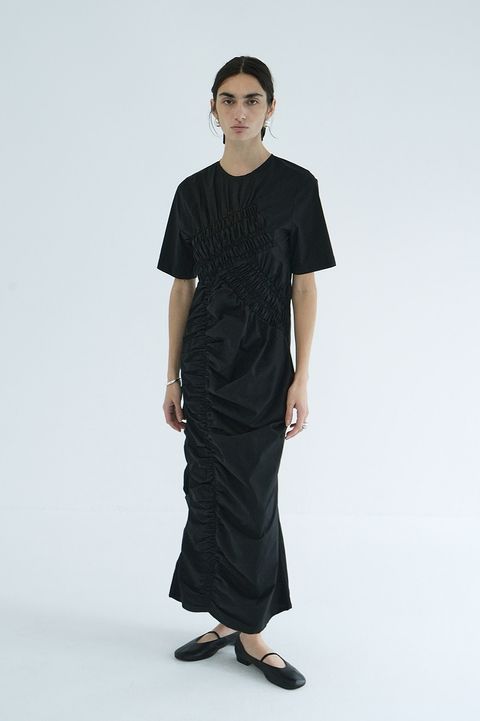 ランダムシャーリングワンピース - RANDOM SHIRRING ONEPIECE BLACK
