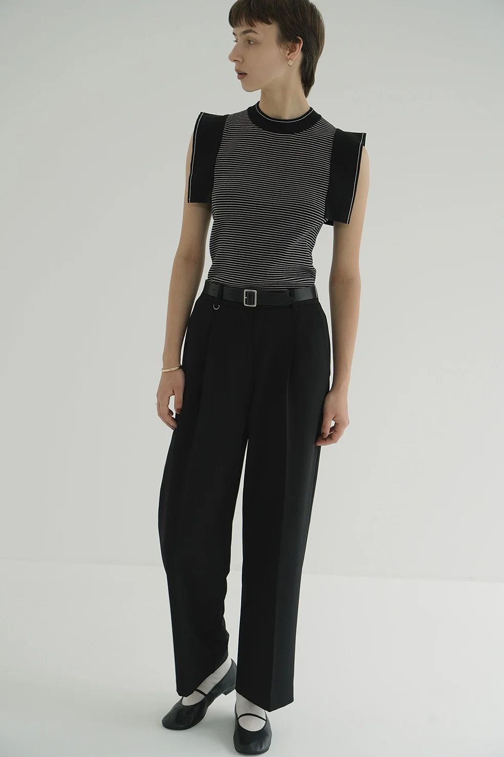 CLANE - 2WAY TUCK STRAIGHT PANTS BLACK - タックストレート