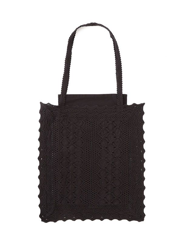 クロシェレーストートバッグ（BLACK)