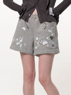 【レディース】 キッズステッカーショートパンツ - KIDS STICKER SHORT PANTS (GREY)