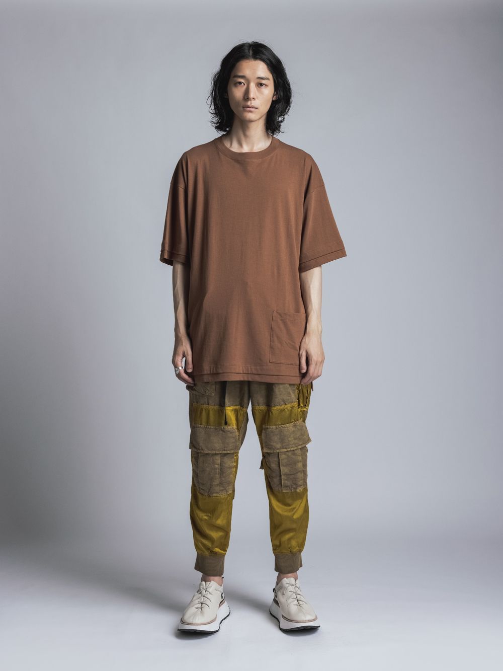 The Viridi-anne ヴィリジアン レイヤード 半袖 シャツ The Viridi-anne - ソフト天竺 レイヤード風 半袖Tシャツ BROWN