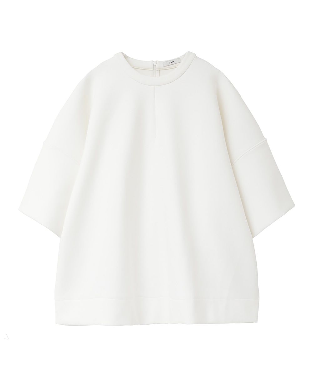 CLANE BULKY LINE HALF SLEEVE TOPS WHITE2-