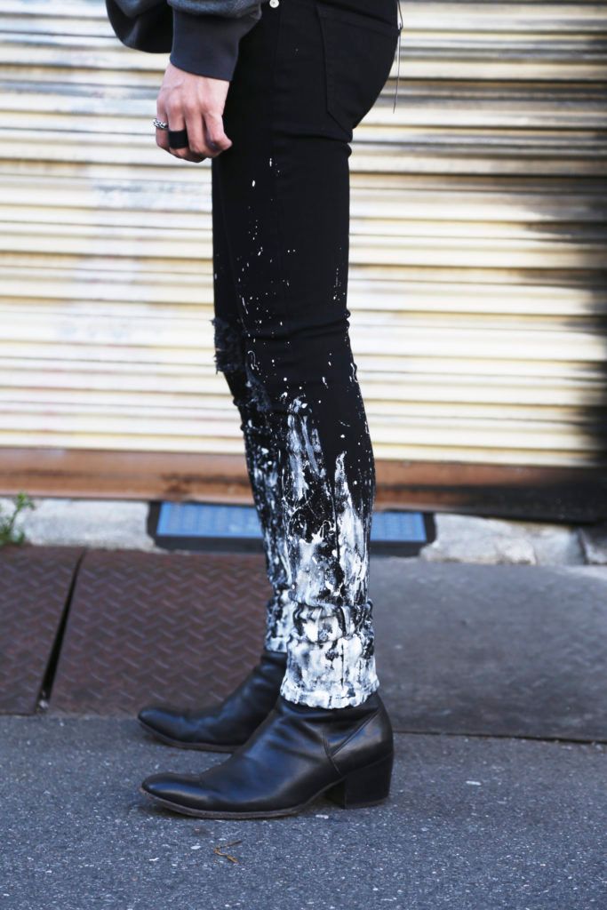 ニークラッシュEXスキニーデニム ”ペイントドット”