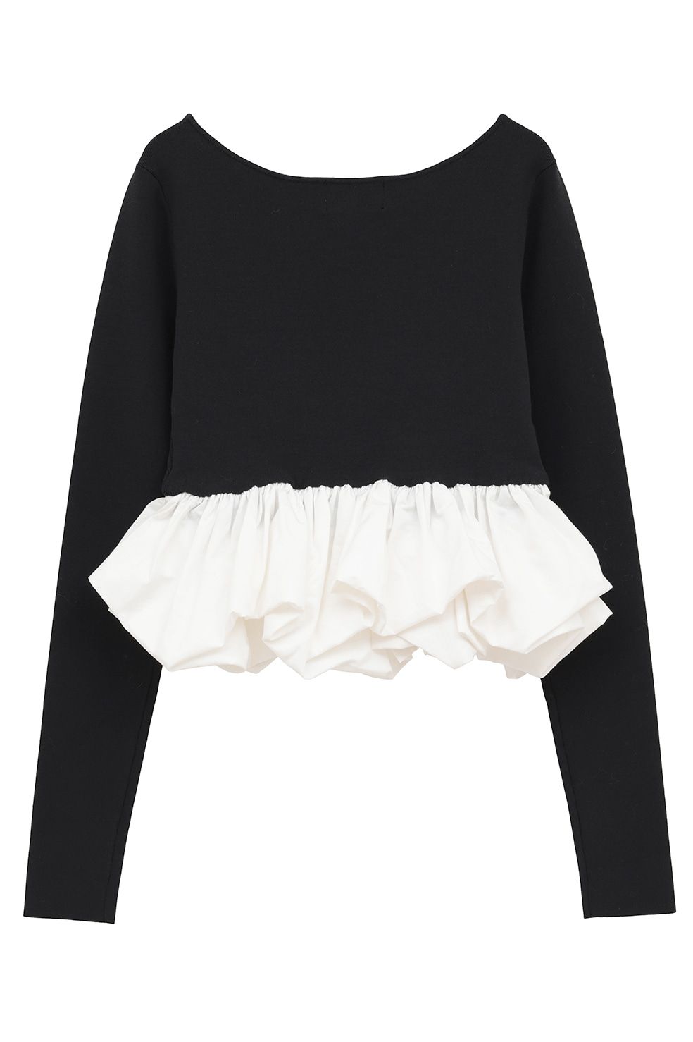 バルーン ショートニット トップス -  W BALLOON SHORT KNIT TOPS(BLACK)