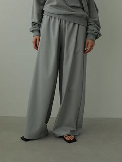 ライトフェイクレザーワイドパンツ -  GREY