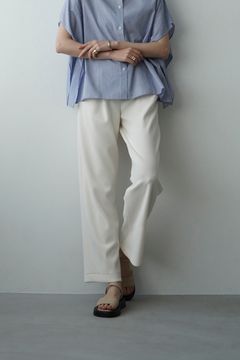 リブ ストライプ タックパンツ  - RIB STRIPE TUCK PANTS - WHITE