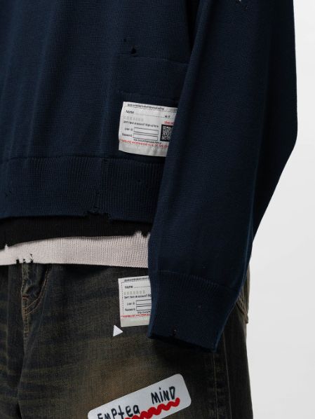 トリプルレイヤードニットプルオーバー - Triple Layered Knit Polo Sweater (NAVY)