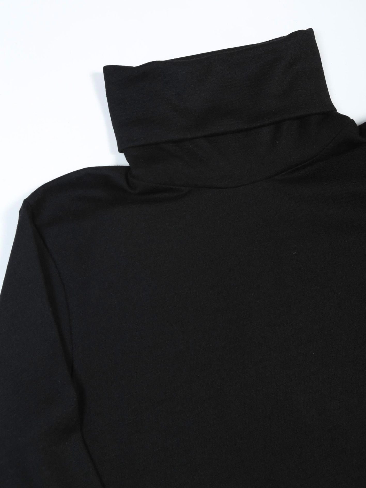 ウォッシャブルウールタートルネックプルオーバー - Washable Wool Turtleneck Pullover - Black